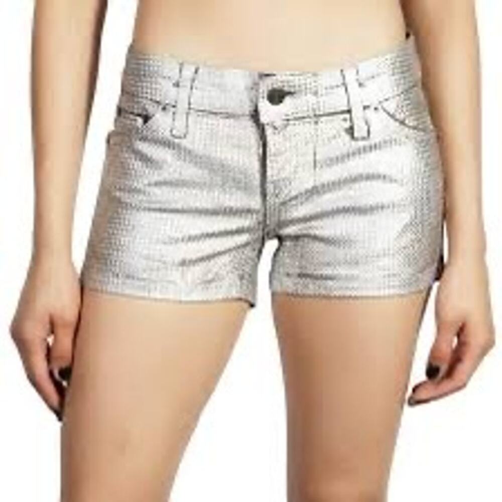 Kill City Junkie Silver Metallic Holographic Shorts